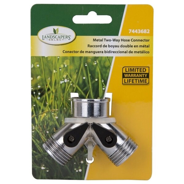 Landscapers Select Y-Connector, Female and Male, Zinc, Silver, For: Garden Hose and Faucet - GC5013L