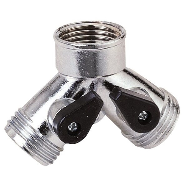 Landscapers Select Y-Connector, Female and Male, Zinc, Silver, For: Garden Hose and Faucet - GC5013L