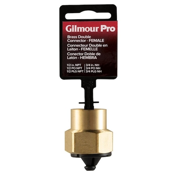 Gilmour Hose Connector, 58 x 34 in, FNPT x FNH, Brass - 800574-1001