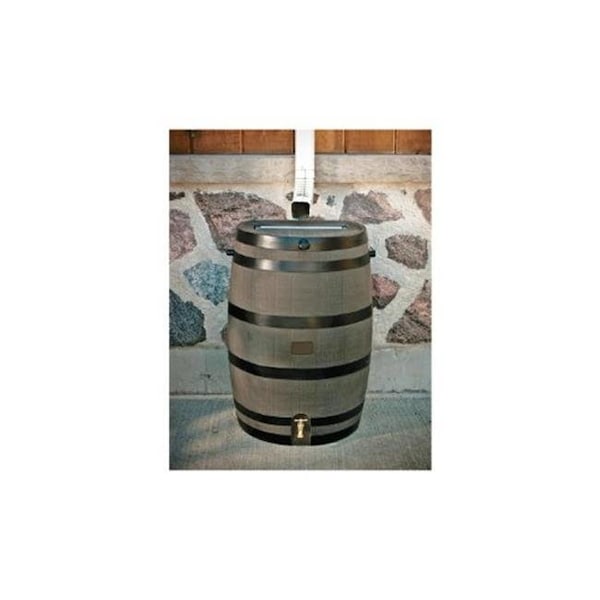 Marquee Protection 5510-000600-5681 Flatback Rain Barrel 50USG - Woodgrain With Brass Spigot - MA493744