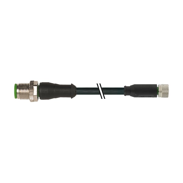Murrelektronik M12 MALE 0 Degree / M8 FEMALE 0 Degree, PUR 4x0.25 bk UL/CSA 2m - 7000-40581-6210200
