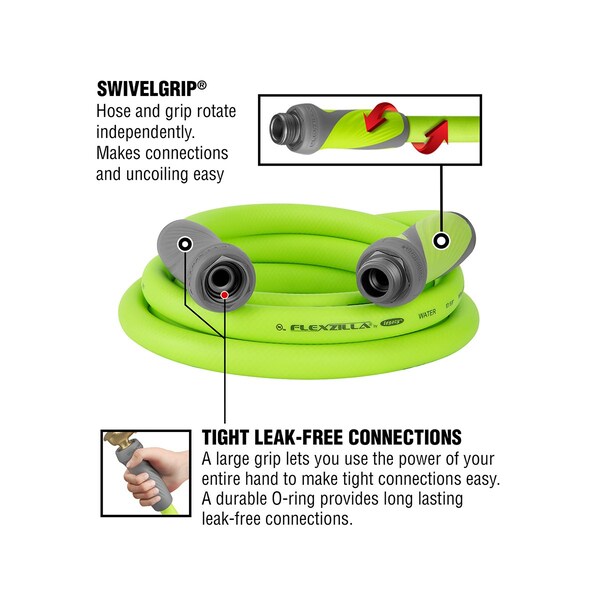 Flexzilla SwivelGrip Garden Lead-in Hose, 5/8" x 1 - HFZG510YWS