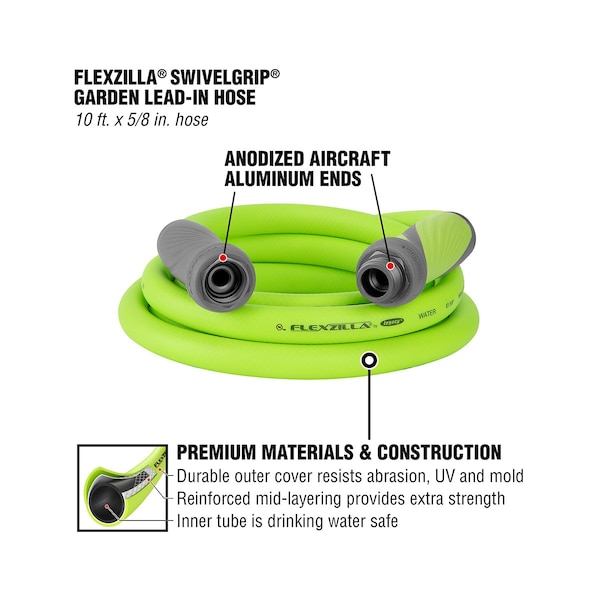 Flexzilla SwivelGrip Garden Lead-in Hose, 5/8" x 1 - HFZG510YWS