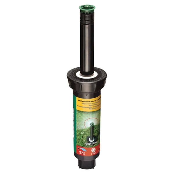 Rain Bird 1800 Series 4 in. Adjustable Pop-Up Sprinkler; Black - 8 ft. - 7795511