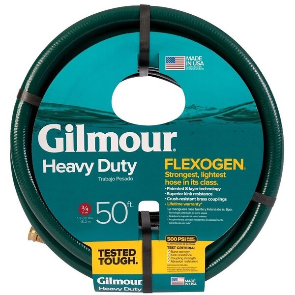 Gilmour 1034050 Garden Hose, 50 ft L, Rubber, Green - 843501-1001