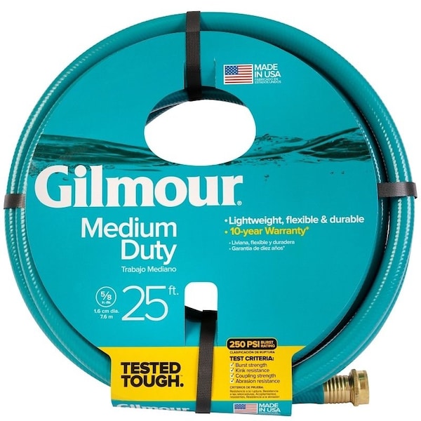 Gilmour 8162511001 MediumDuty Hose, 58 in, 25 ft L, Coupling, Vinyl, Blue - 816251-1014