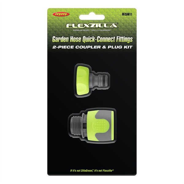 Legacy Mfg Flexzilla Garden Hose Quick-Connect Fittings, 2-Piece Coupler & Plug Kit, 1EA - HFZGAK11