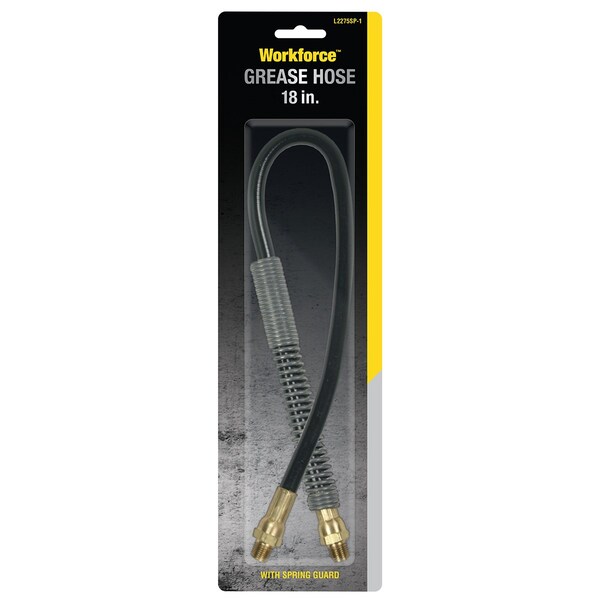 Workforce Grease Hose, 3/16in x 18in Thermoplastic, 1/8in MNPT Ends, Spring Guard - L2275SP-1