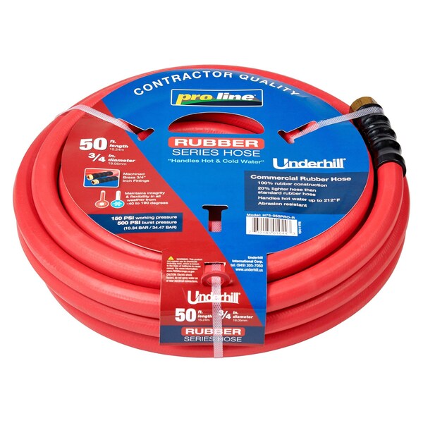 Underhill Products 3/4'' ProLine Hose Rubber Series 50' Length, 150 PSI WP, 500 PSI Burst Strength - H75-050PRO-R
