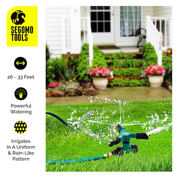 Segomo Tools 360 Deg Raised Rotating Garden Lawn Water Sprinkler Irrigation System - 9007019