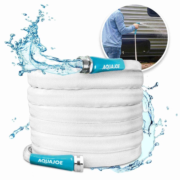 Snow Joe 50-Ft x 5/8-In FiberJacket, RV/Marine, Kink-Free Hose, Drinking Water Safe, BPA-Free - AJFJH50-58-RV