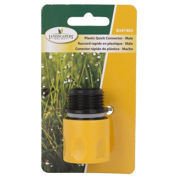 Landscapers Select Hose Connector, 3/4 in, Male, Plastic, Yellow and Black - GC522