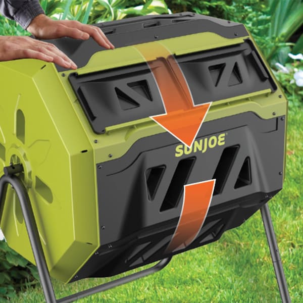 Sun Joe Dual Sliding Chamber, All-Season, OD Tumbling Composter, 42 Gal - SJ-CMPS1