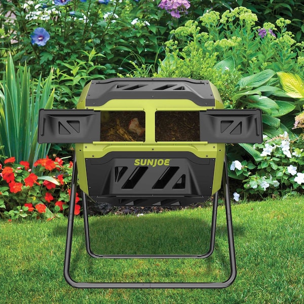 Sun Joe Dual Sliding Chamber, All-Season, OD Tumbling Composter, 42 Gal - SJ-CMPS1