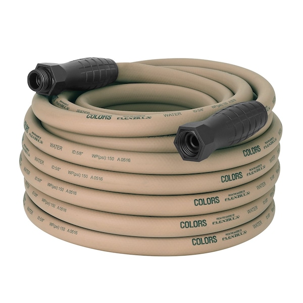 Colors SwivelGrip Garden Hose, 5/8in x 75ft, 3/4in - 11 1/2 GHT Fittings, Brown Mulch - HFZC575BRS-E