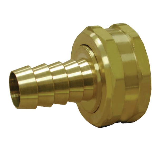 Jones Stephens 3/4in. FHT Swivel x 3/8in. Hose Barb Brass Garden Hose Adapter - G20035
