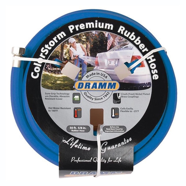 Dramm ColorStorm Blue Reinforced Water Hose, 50'L x 5/8 dia. - 17005