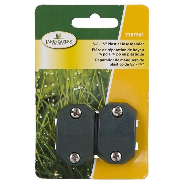 Landscapers Select Hose Mender, 5/8 to 3/4, Male, Plastic, Black and Green - GC5323L