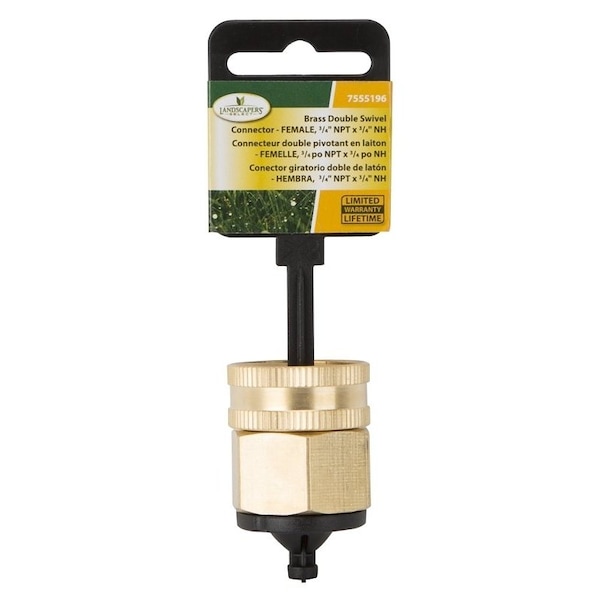 Landscapers Select Swivel Hose Connector, 3/4 x 3/4 in, FNPT x FNH, Brass, Brass - GHADTRS-9