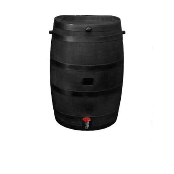 Rts Companies RTS Companies 5510-00300A-80-81 50 Gallon Eco Rain Barrel with Plastic Spigot; Black - 5510-00300A-80-81