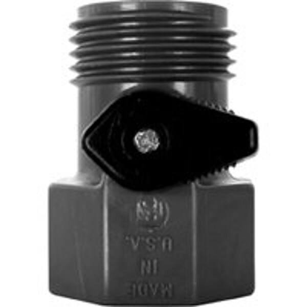 Valley Industries Shut-Off Garden Hose Valve, FGHT x MGHT, 60 psi Pressure, Nylon - GHV-1-BLK-CSK