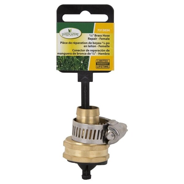 Landscapers Select Garden Hose Coupling with Clamp, 5/8 in, Female, Brass, Brass - GB958F3L