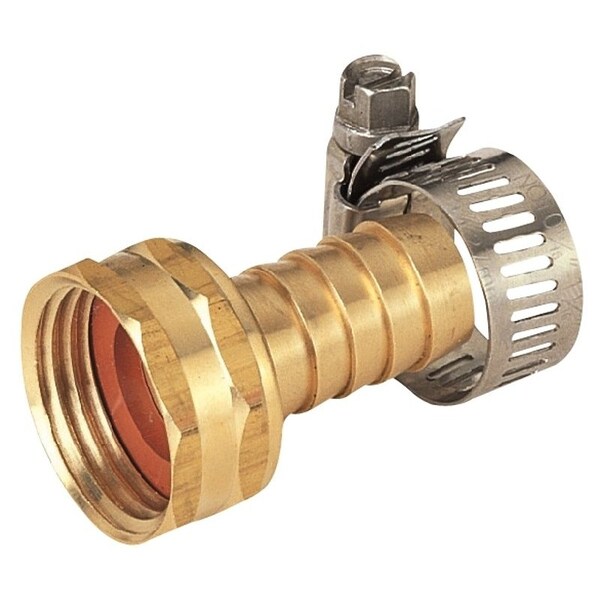 Landscapers Select Garden Hose Coupling with Clamp, 5/8 in, Female, Brass, Brass - GB958F3L