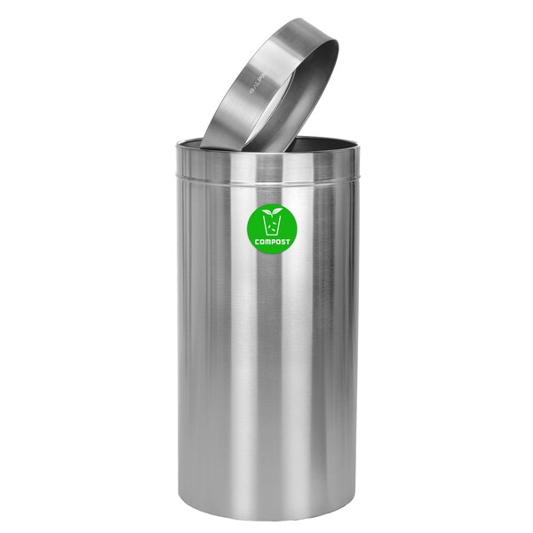 Alpine Industries 27 Gallon Compost Trash Can, Stainless Steel Waste Bin Receptacle - ALP475-27-CO