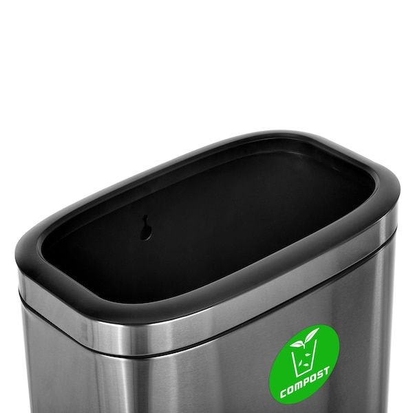 Alpine Industries 10.5 Gallon Compost Trash Can, Stainless Steel Waste Bin Receptacle - ALP470-40L-CO