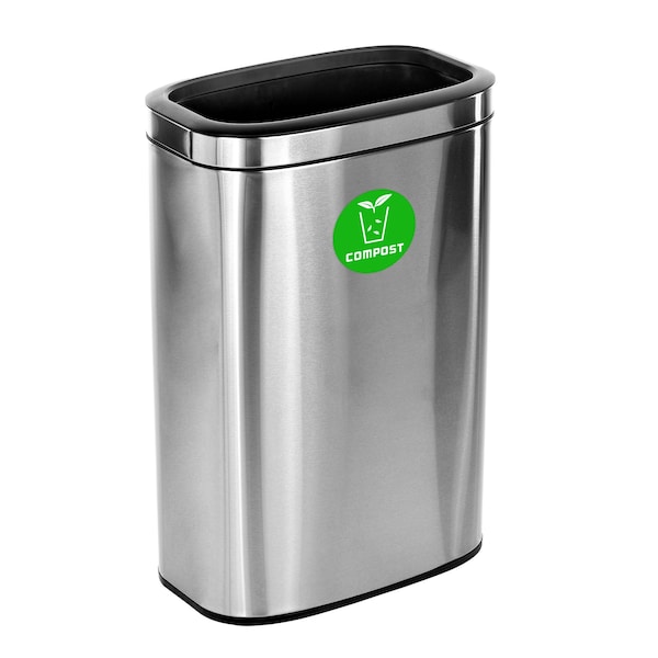 Alpine Industries 10.5 Gallon Compost Trash Can, Stainless Steel Waste Bin Receptacle - ALP470-40L-CO