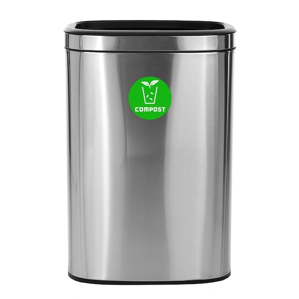 Alpine Industries 10.5 Gallon Compost Trash Can, Stainless Steel Waste Bin Receptacle - ALP470-40L-CO