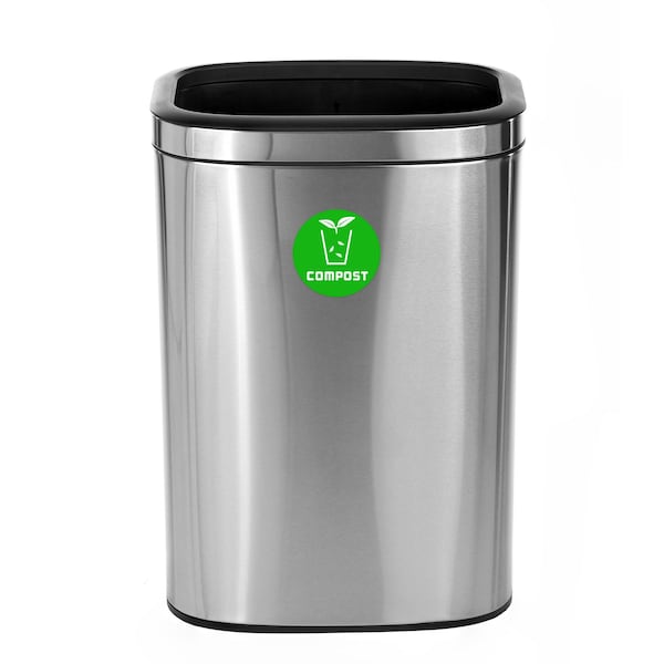 Alpine Industries 10.5 Gallon Compost Trash Can, Stainless Steel Waste Bin Receptacle - ALP470-40L-CO