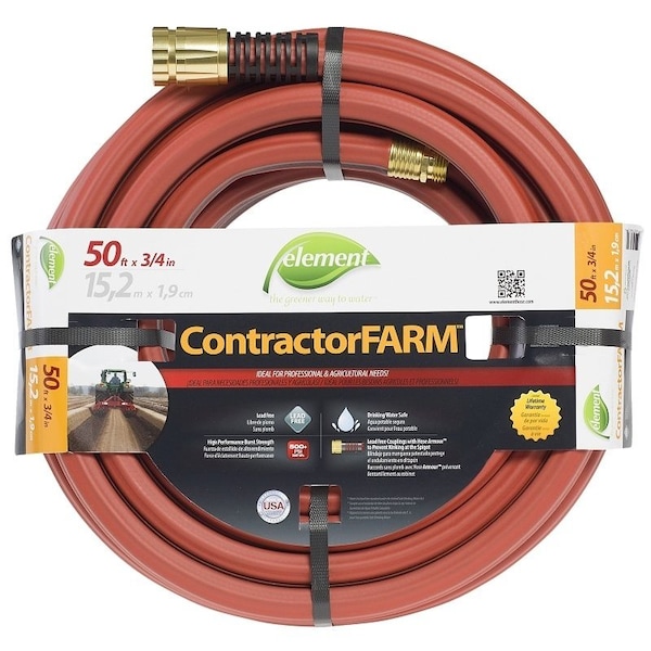Swan SWAN Element ContractorFARM ELCF34050 Water Hose with Brass Coupling, 50 ft L - ELCF34050