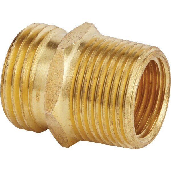 Best Garden 3/4 In. MHT x 3/4 In. MPT x 1/2 In. FPT Brass Non-Swivel Hose Connector - GB-9556+GM294