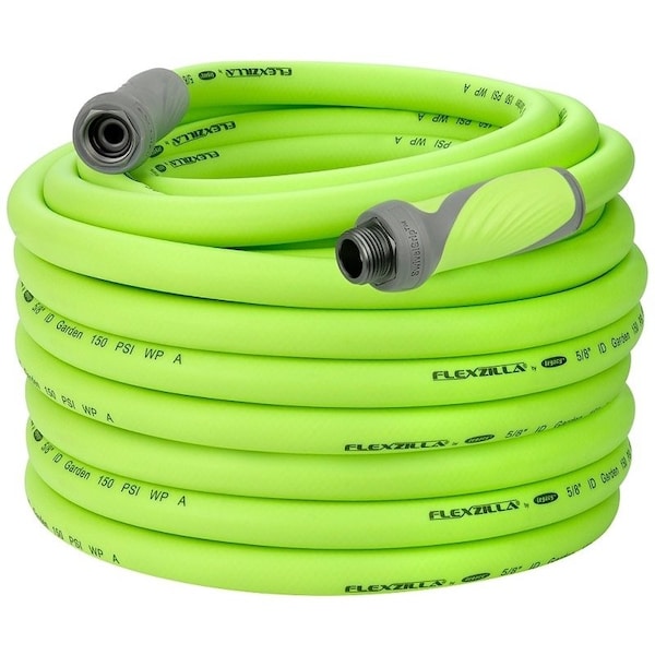 Flexzilla SwivelGrip Garden Hose, 58 in, 100 ft L, GHT, Polymer, Green - HFZG5100YWS-N/CA