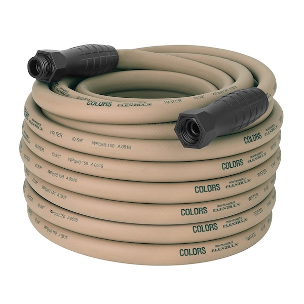 Colors SwivelGrip Garden Hose, 5/8in x 100ft, 3/4in - 11 1/2 GHT Fittings, Brown Mulch - HFZC5100BRS-E
