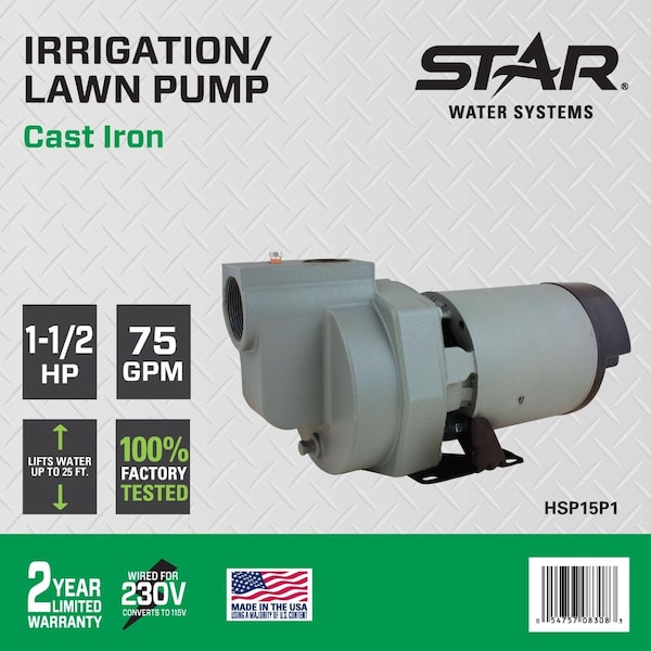 Zoeller Star Water Systems 1-1/2 HP 4200 gph Cast Iron Sprinkler Pump - HSP15P1
