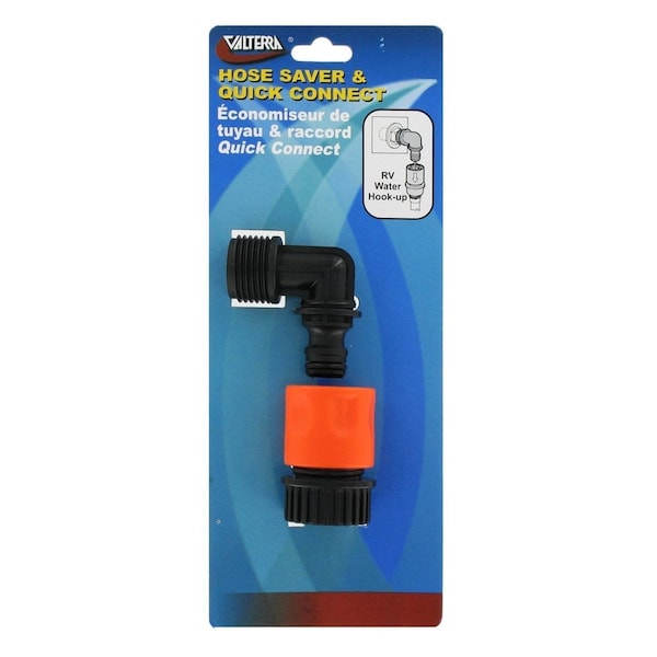 Valterra HOSE QUICK CONNECT, PLASTIC WITH 90 DEGREES HOSE SAVER, CARDED - A01-0137VP