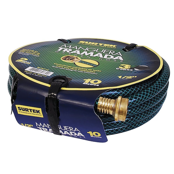 Surtek Green Woven Garden Hose With Metallic Connector 5/8 in. 15M Reel - M58T15