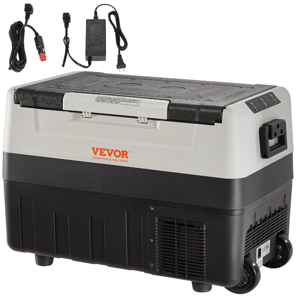 VEVOR Car Refrigerator, 12 Volt Car Refrigerator Fridge, 58 QT/55 L Dual Zone Portable Freezer, -4℉-50℉ Adjustable Range, 12/24V DC and 100-240V AC Compressor Cooler for Outdoor, Camping, Travel, RV - GLBXXCZBXS55L18YTV1