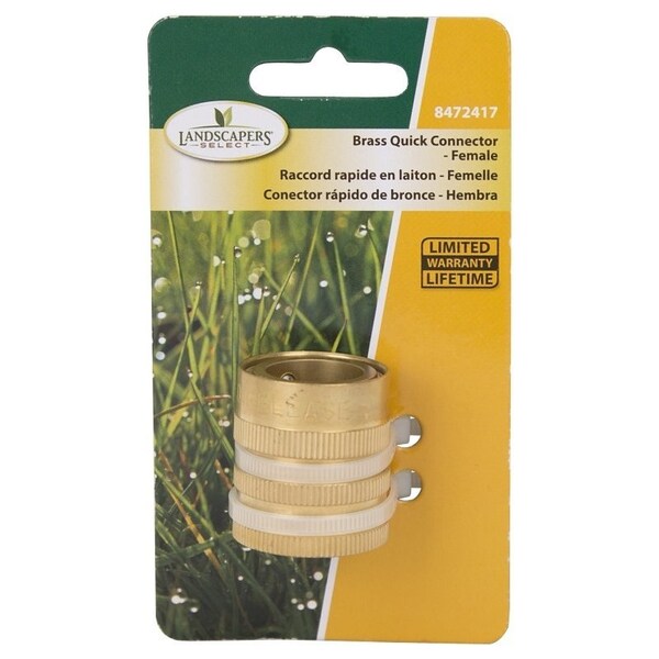 Landscapers Select Hose Connector, 3/4 in, Female, Brass, Brass - GB9608(GB9513)