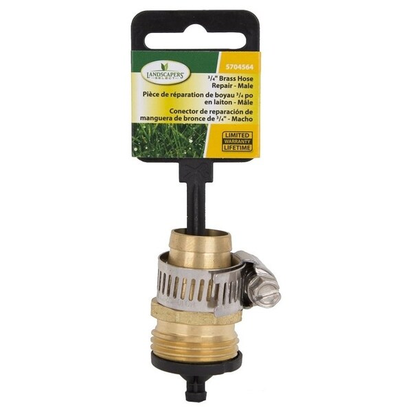 Landscapers Select Hose Coupling, 3/4 in, Male, Brass, Brass - GB-9413-3/4