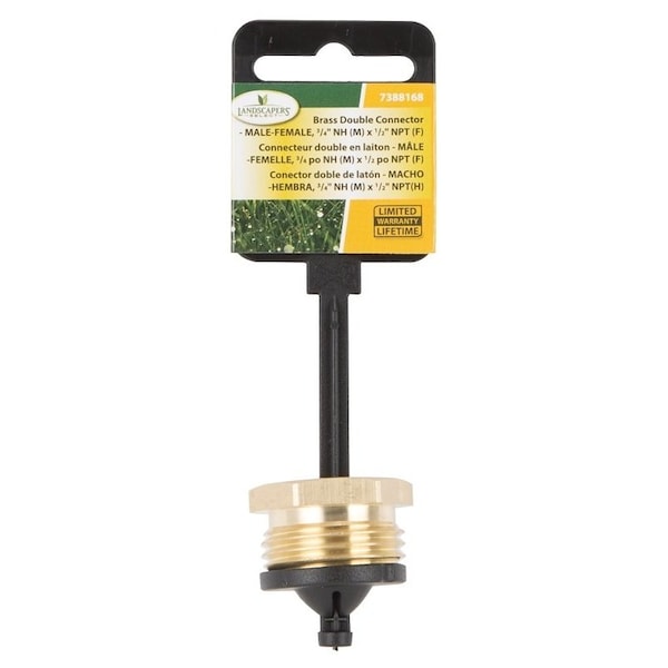 Landscapers Select Hose Connector, 3/4 x 1/2 in, MNH x FNPT, Brass, Brass - GHADTRS-4