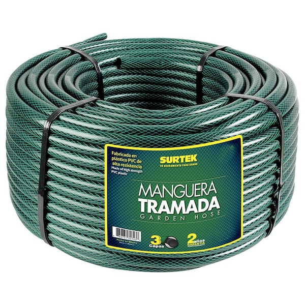 Surtek Green Woven Garden Hose 34 100M Reel - M34T100