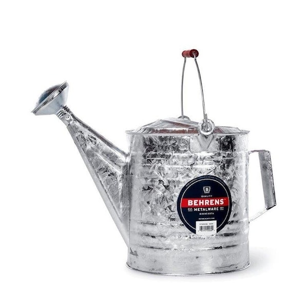 Behrens Watering Can with Red Wooden Handle, 2.5 gal Can, Steel, Gray, Galvanized - 210RH