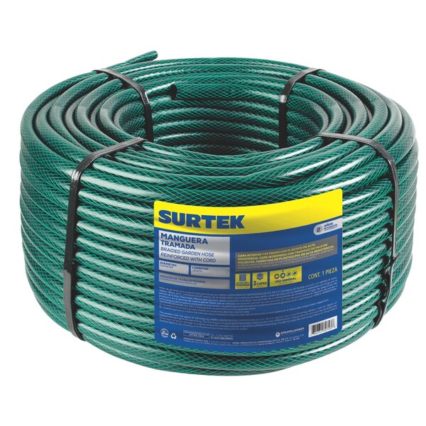 Surtek Green Woven garden hose 2in 50m reel - M1T50