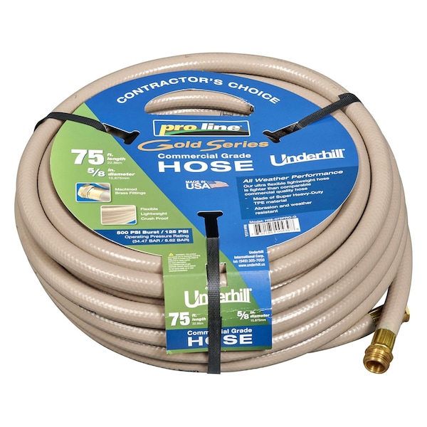 Underhill Products 3/4'' ProLine Hose GOLD 75' Length, 125 PSI WP, 500 PSI Burst Strength - H75-075PRO-G