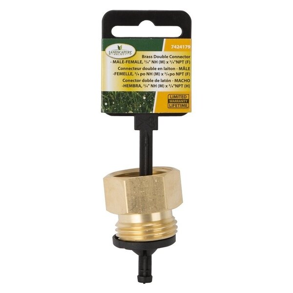 Landscapers Select Hose Connector, 3/4 x 3/4 in, MNH x FNPT, Brass, Brass - GHADTRS-6