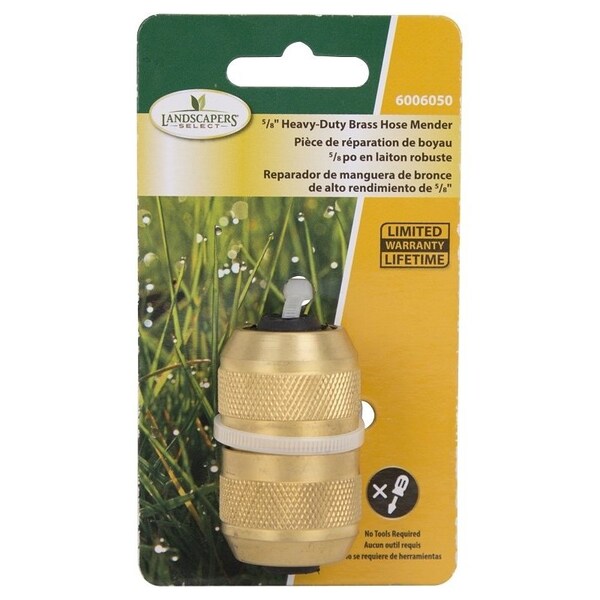 Landscapers Select Hose Mender, 5/8 in, Male, Brass, Brass - GB8124