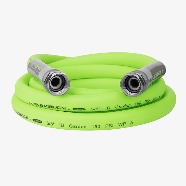 Flexzilla Garden Lead-in Hose, 5/8in x 10ft, Female/Female 3/4in - 11 1/2 GHT Fittings - HFZG510YWLI